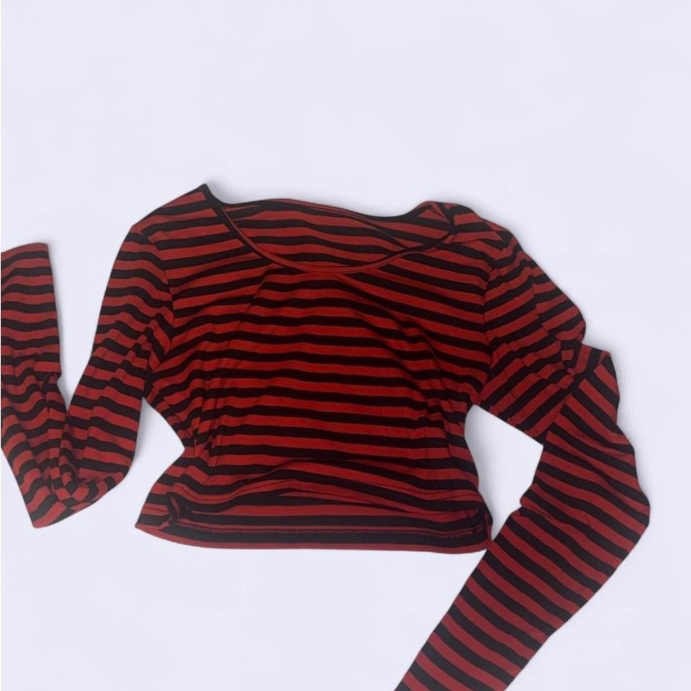 Striped Red and Black Women's Top